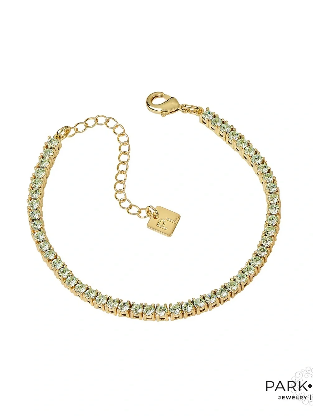 Park Lane SEAFOAM Micro Impression Bracelet, Light Green Crystal CZs, 7”+2”, NWT